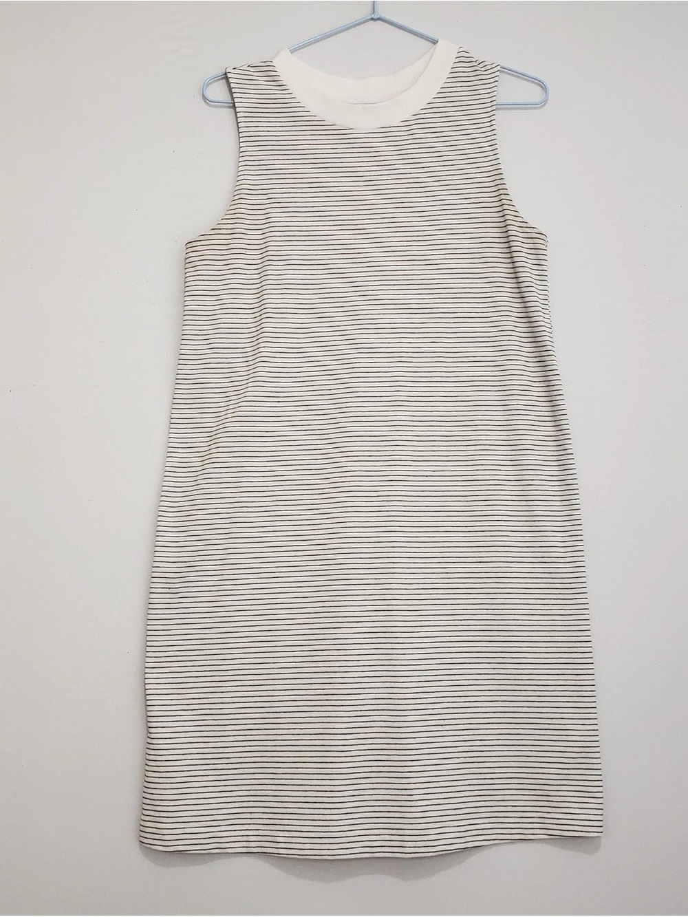 a new day Ivory and Black Striped Sleeveless Shift Mini Dress